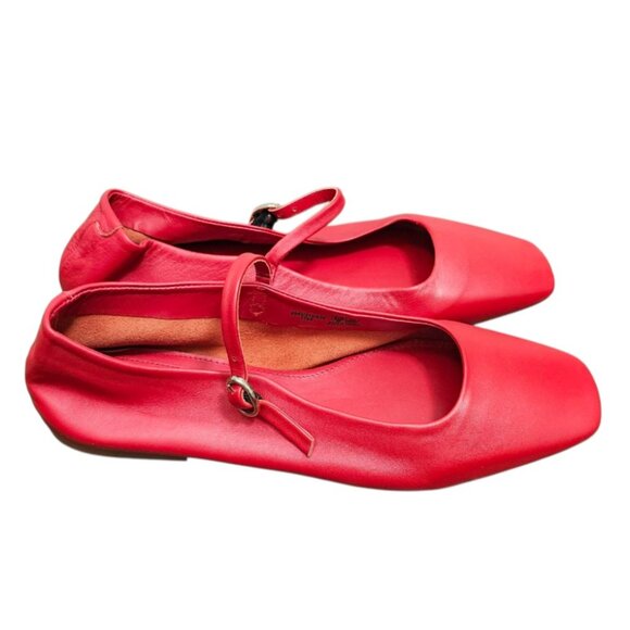 Zara Red Leather Ballet Flats Size EU 39/US 8.5 - Picture 6 of 12